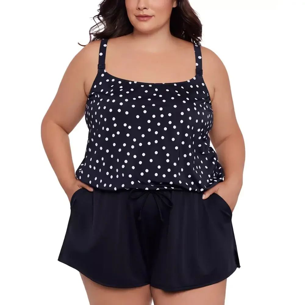 Swim Solutions Plus Size Polka Dot Swim‎ Romper One-Piece – Size 22W - Picture 3 of 3
